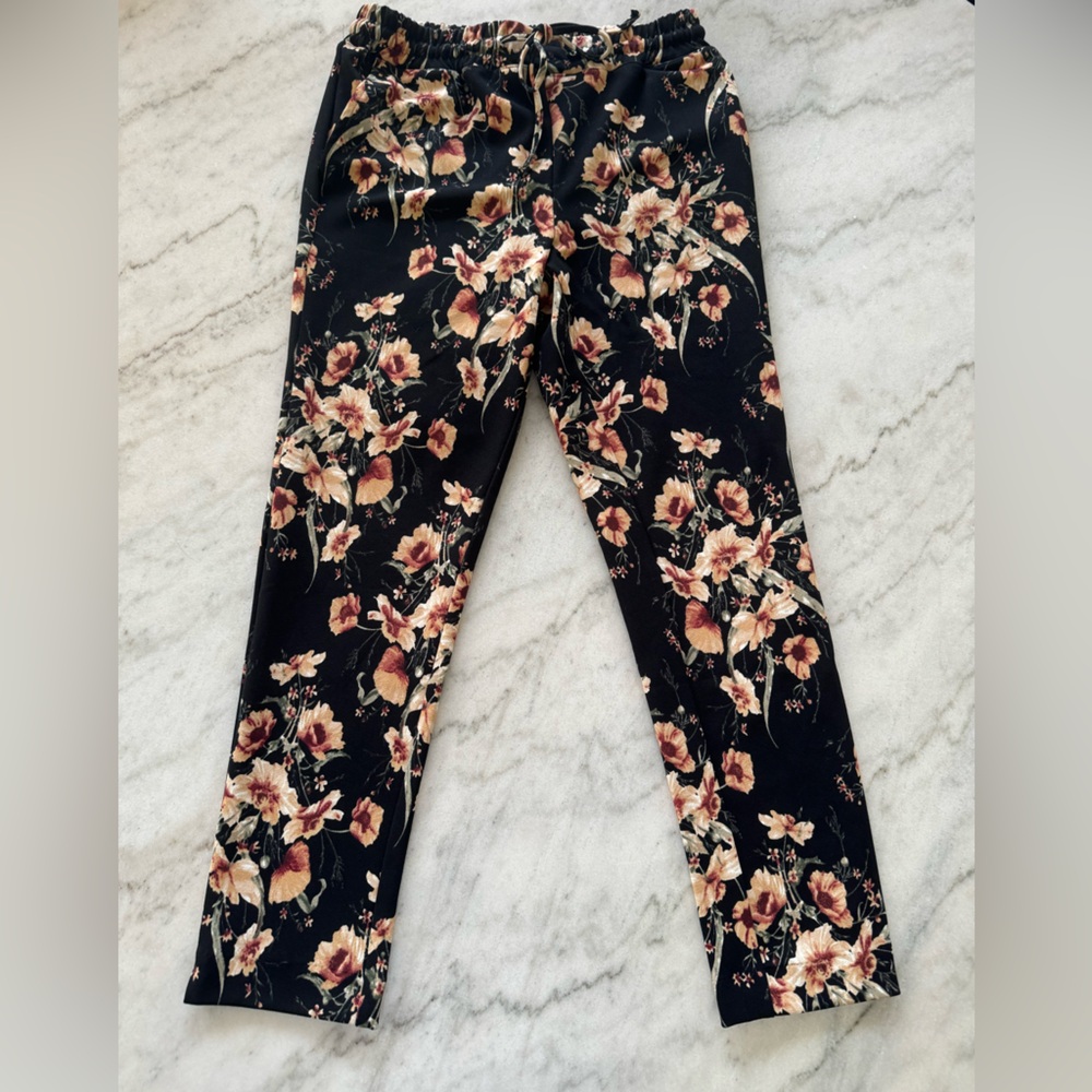 Floral Black Women's Pants